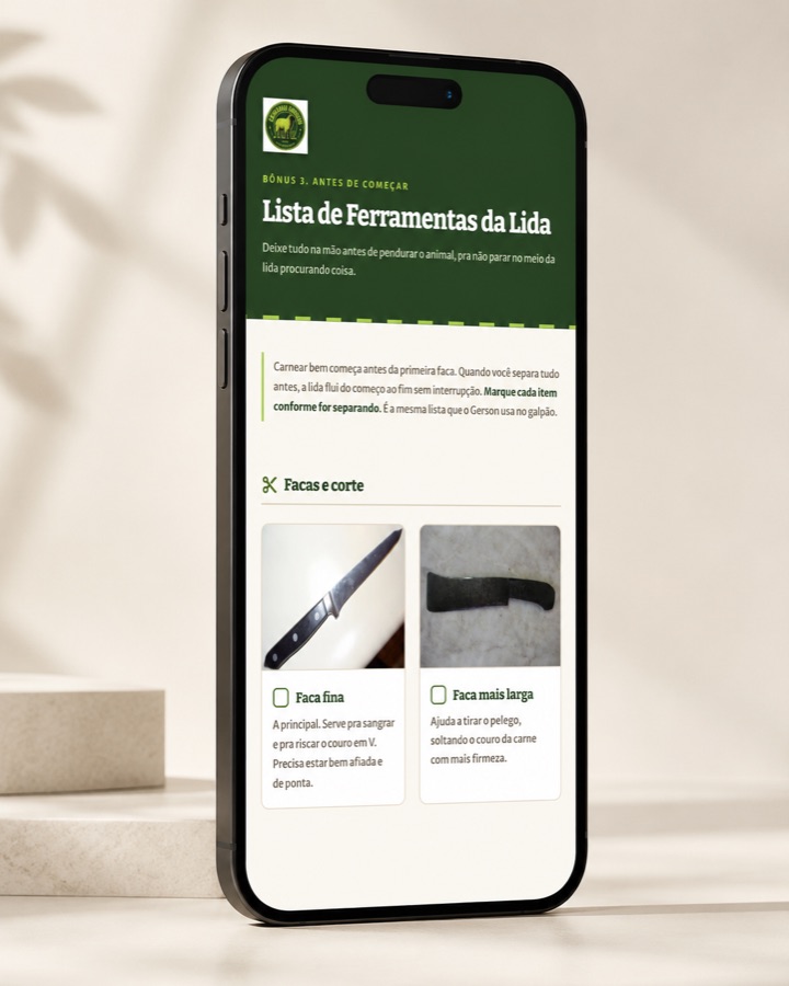 Lista de Ferramentas da Lida no celular